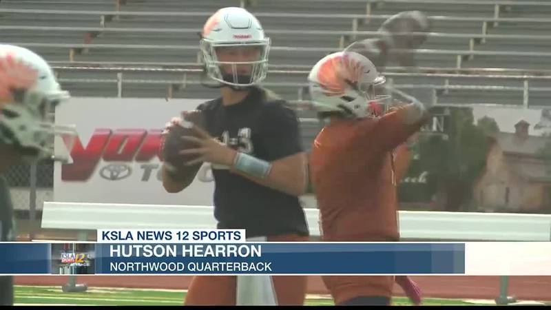 Northwood Hutson Hearron quarterback preparing to throw during football drill