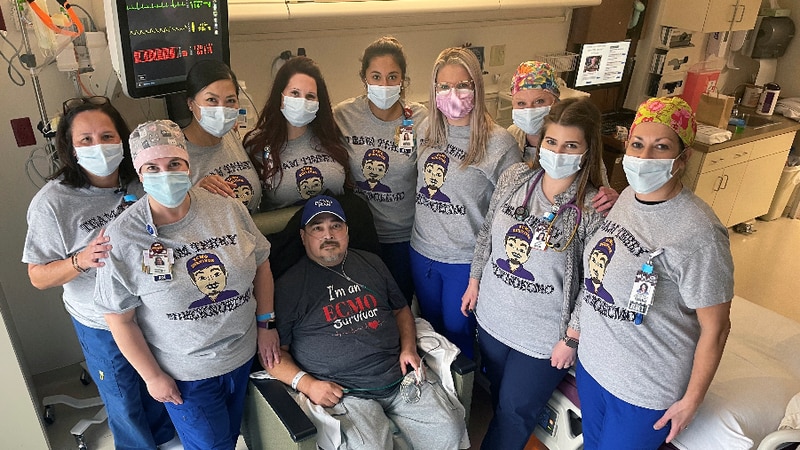 Terry Roberson and some of the members of Willis Knighton's critical care unit. (KSLA News 12...