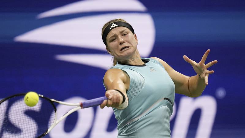 Karolina Muchova, of the Czech Republic, during the quarterfinals of the U.S. Open tennis...